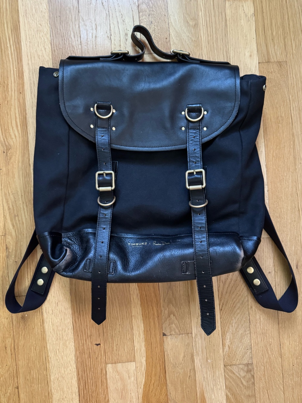 Timbuk2 x Phoebe Dahl Black Canvas Backpack with Leather Trim